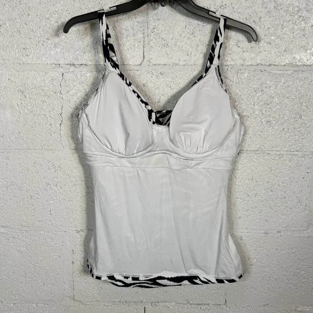 ANNE COLE Animal print Surplus Underwire Tankini Top blue/white 38C/40B $84